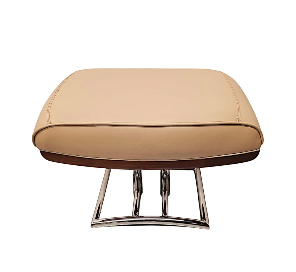 A Gorgeous Art Deco Design Chrome and Leather Stool