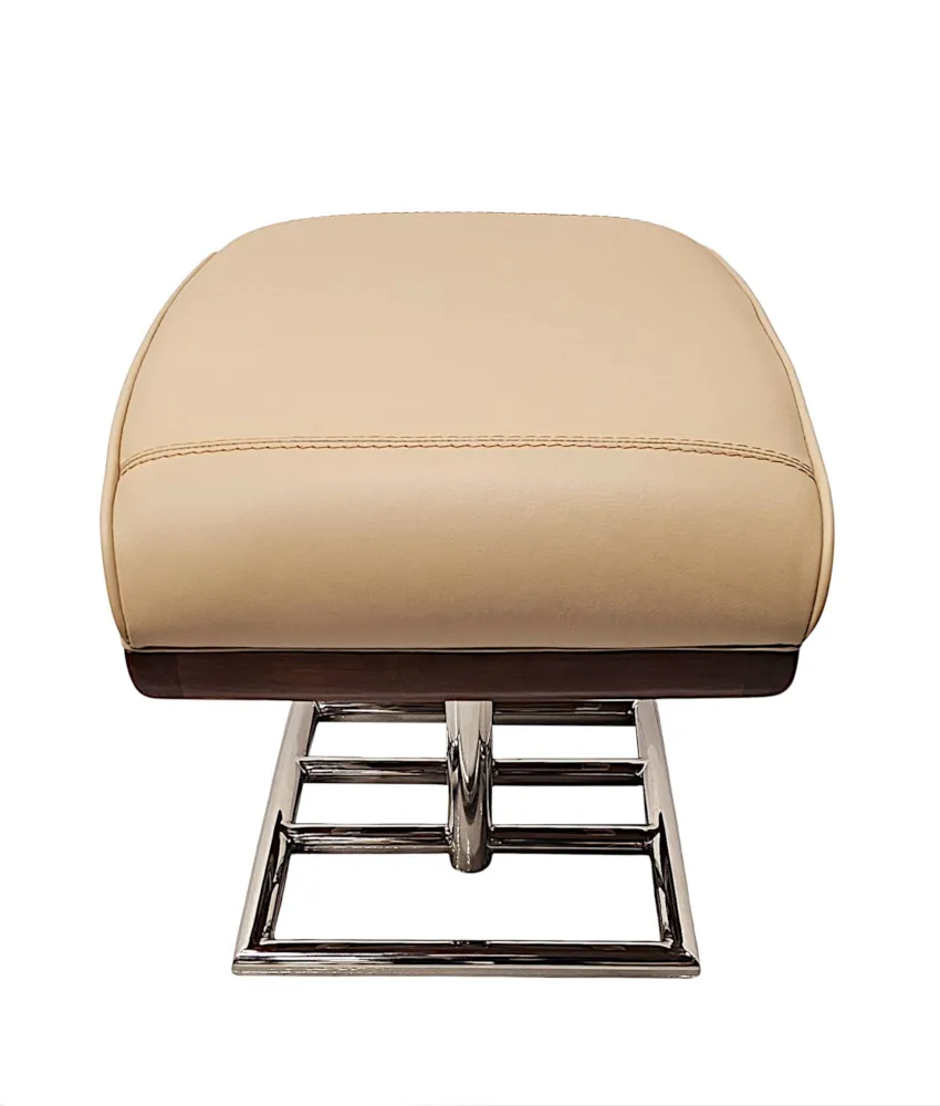 A Gorgeous Art Deco Design Chrome and Leather Stool