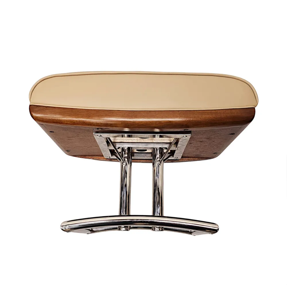 A Gorgeous Art Deco Design Chrome and Leather Stool