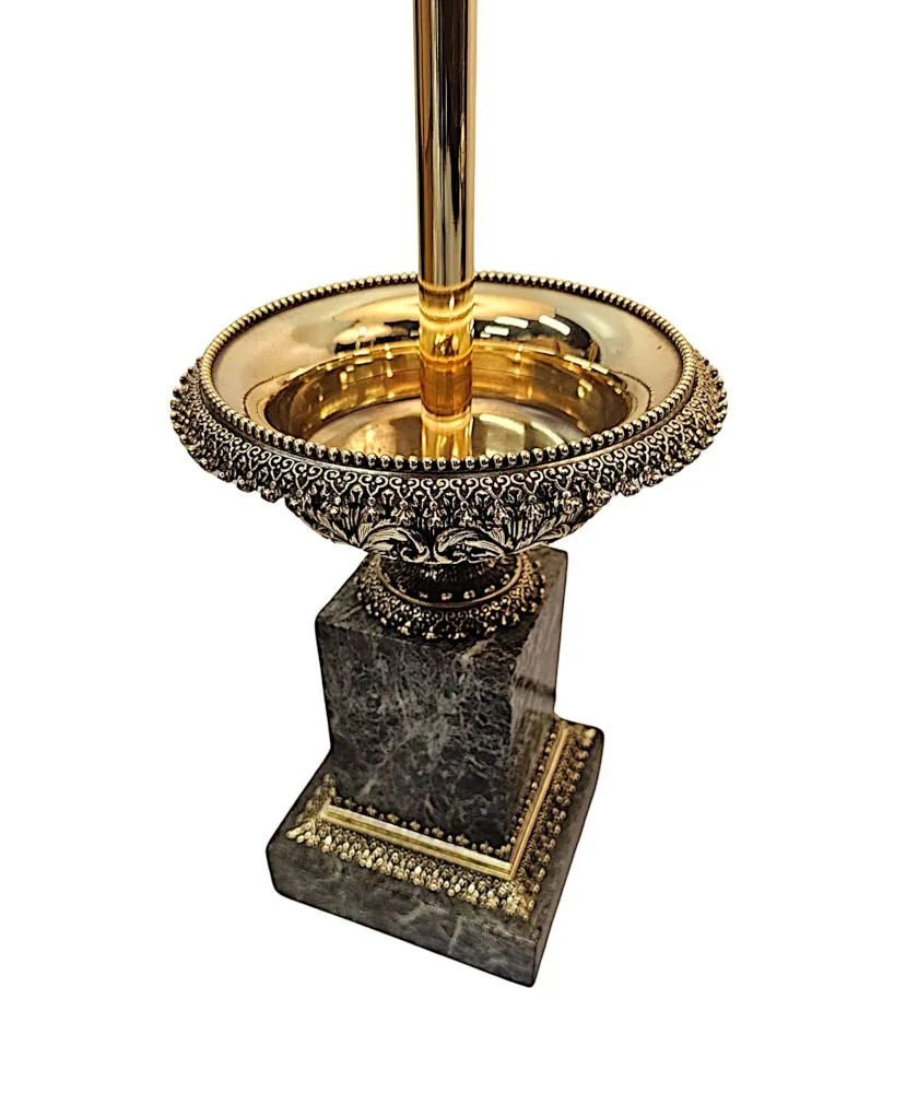 A Stunning Pair of 19th Century Ormolu and Marble Tazza Urns Converted to Table Lamps