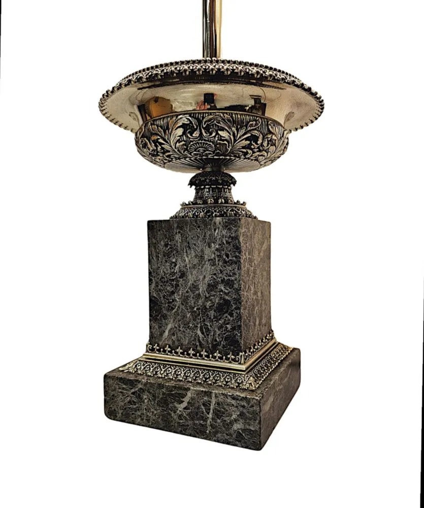 A Stunning Pair of 19th Century Ormolu and Marble Tazza Urns Converted to Table Lamps