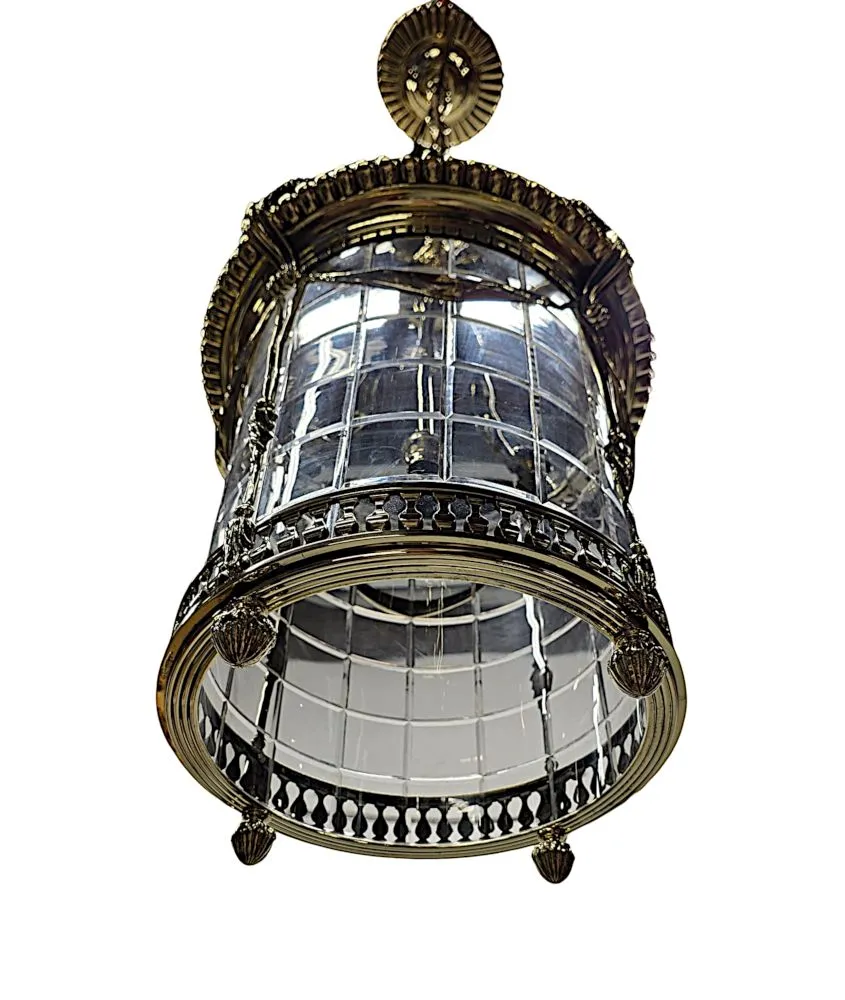 A Very Rare Pair of Early 20th Century Brass and Glass Lanterns
