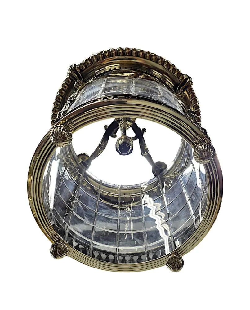A Very Rare Pair of Early 20th Century Brass and Glass Lanterns