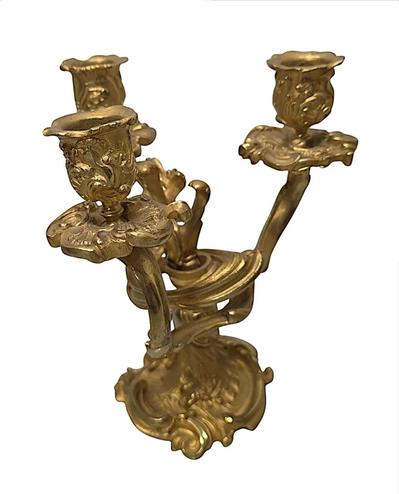  A Fabulous 19th Century Gilt Bronze French Clock Garniture Set