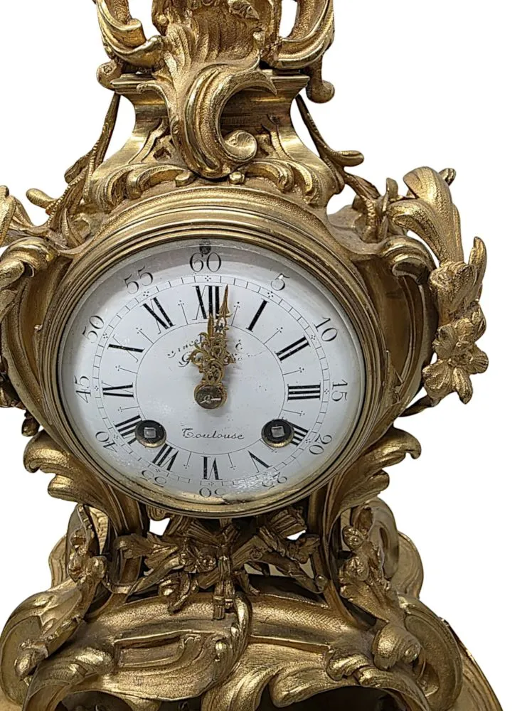  A Fabulous 19th Century Gilt Bronze French Clock Garniture Set