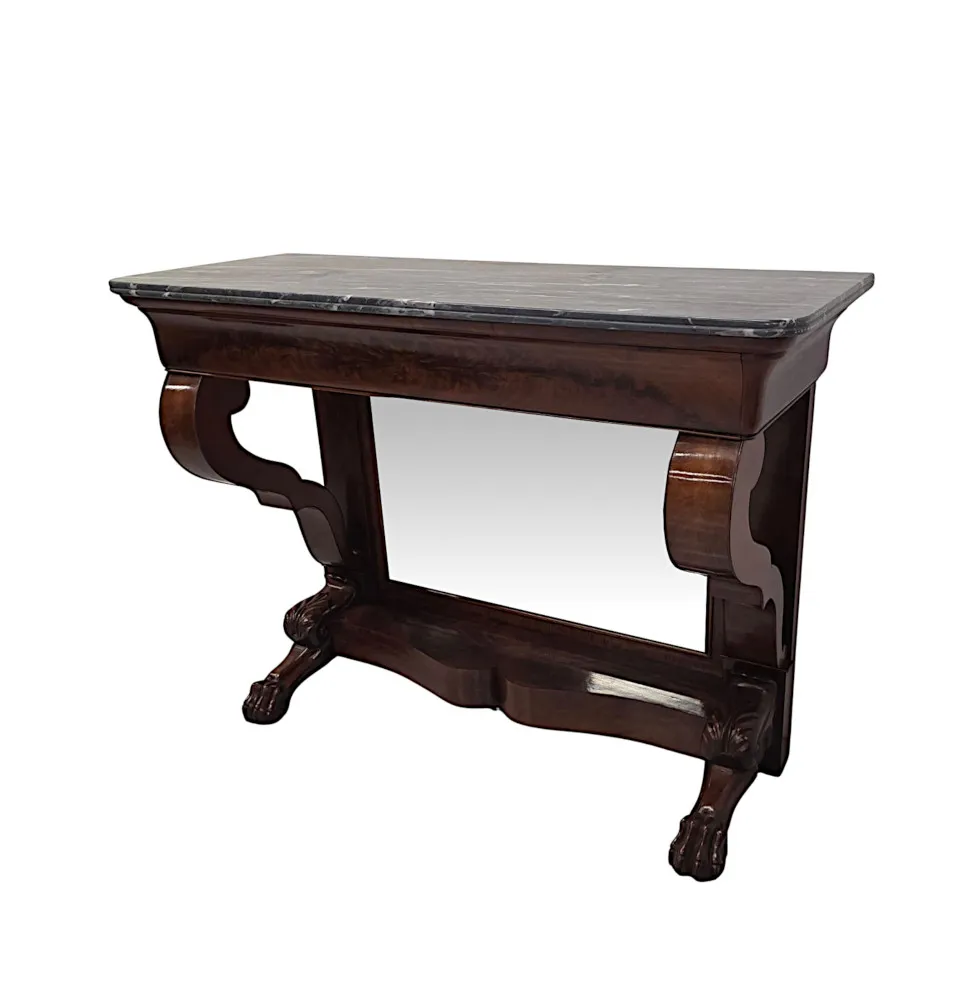 A Stunning 19th Century Marble Top Mirror Back Console Table