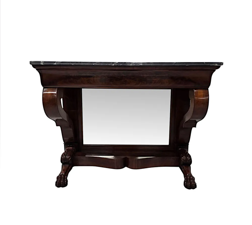 A Stunning 19th Century Marble Top Mirror Back Console Table