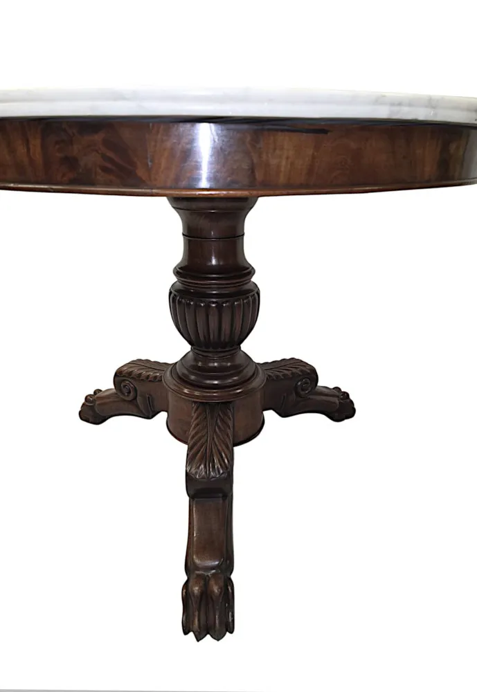  A Very Rare 19th Century Marble Top Mahogany Based Centre Table