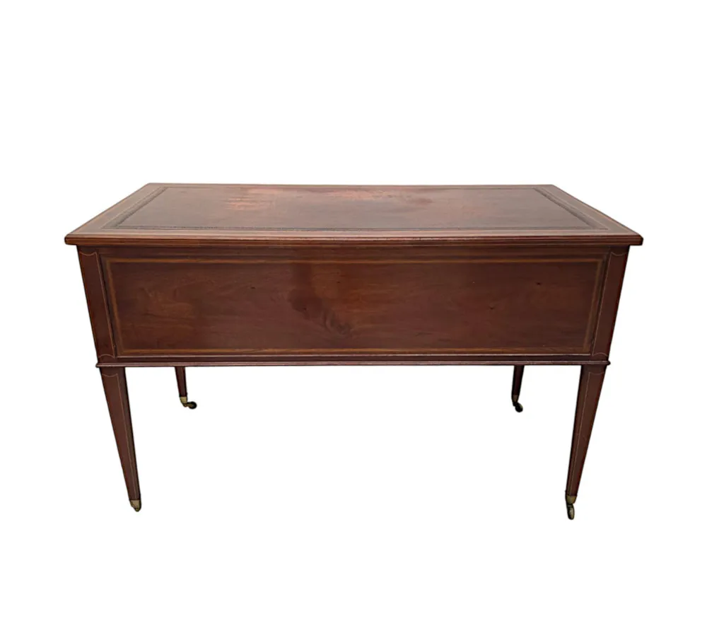 A Fabulous Edwardian Inlaid Leather Top Office or Writing Desk by James Shoolbred of London