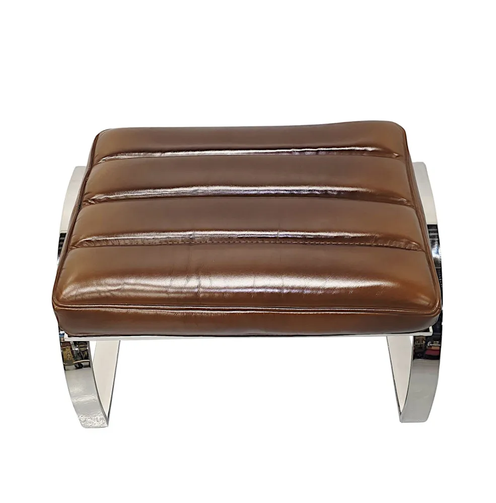 A Fabulous Mid Century Design Chrome and Leather Stool