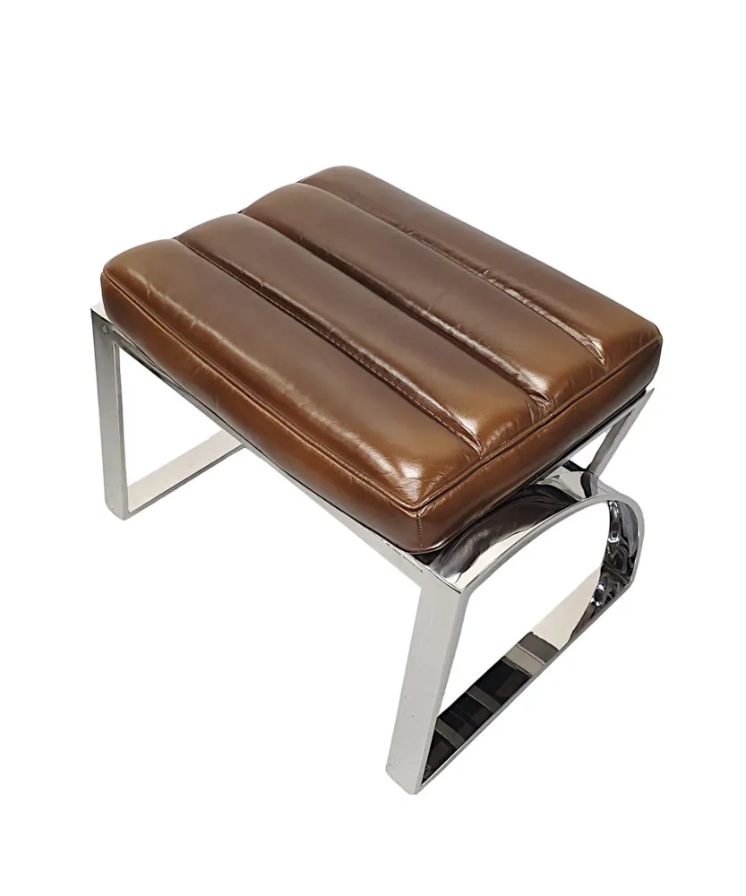A Fabulous Mid Century Design Chrome and Leather Stool