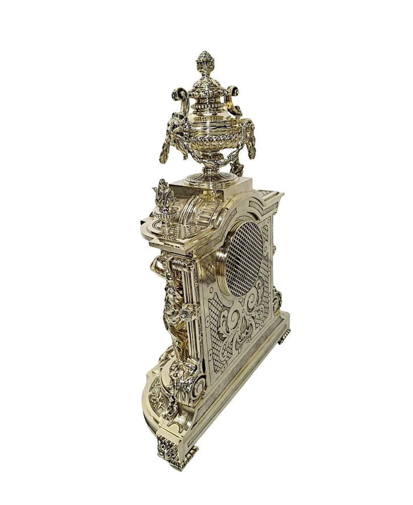  A Very Rare Large 19th Century French Bronze Clock Garniture Set Fully Restored and Polished