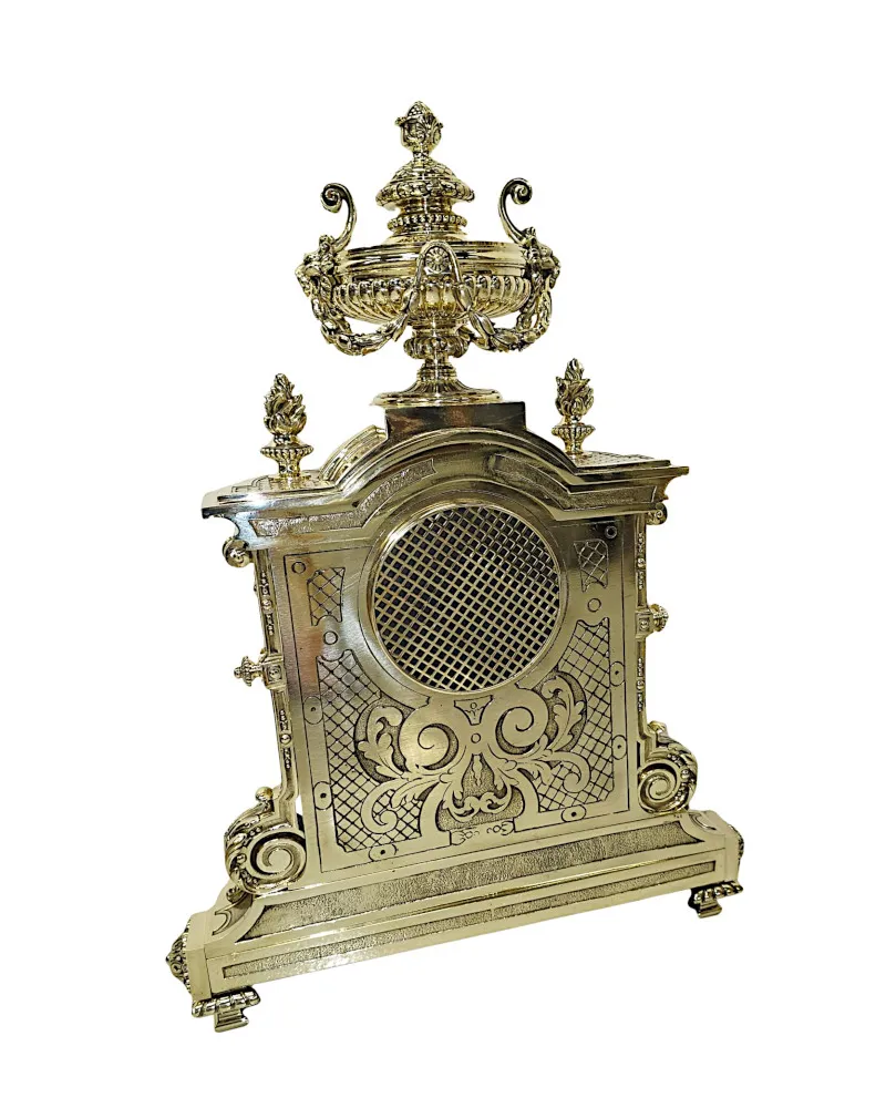  A Very Rare Large 19th Century French Bronze Clock Garniture Set Fully Restored and Polished