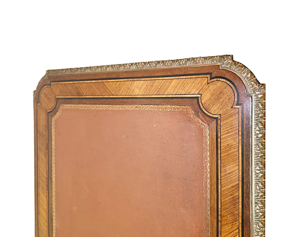  A Very Rare Neat Size 19th Century Leather Top Writing Desk with Ormolu Mounts 