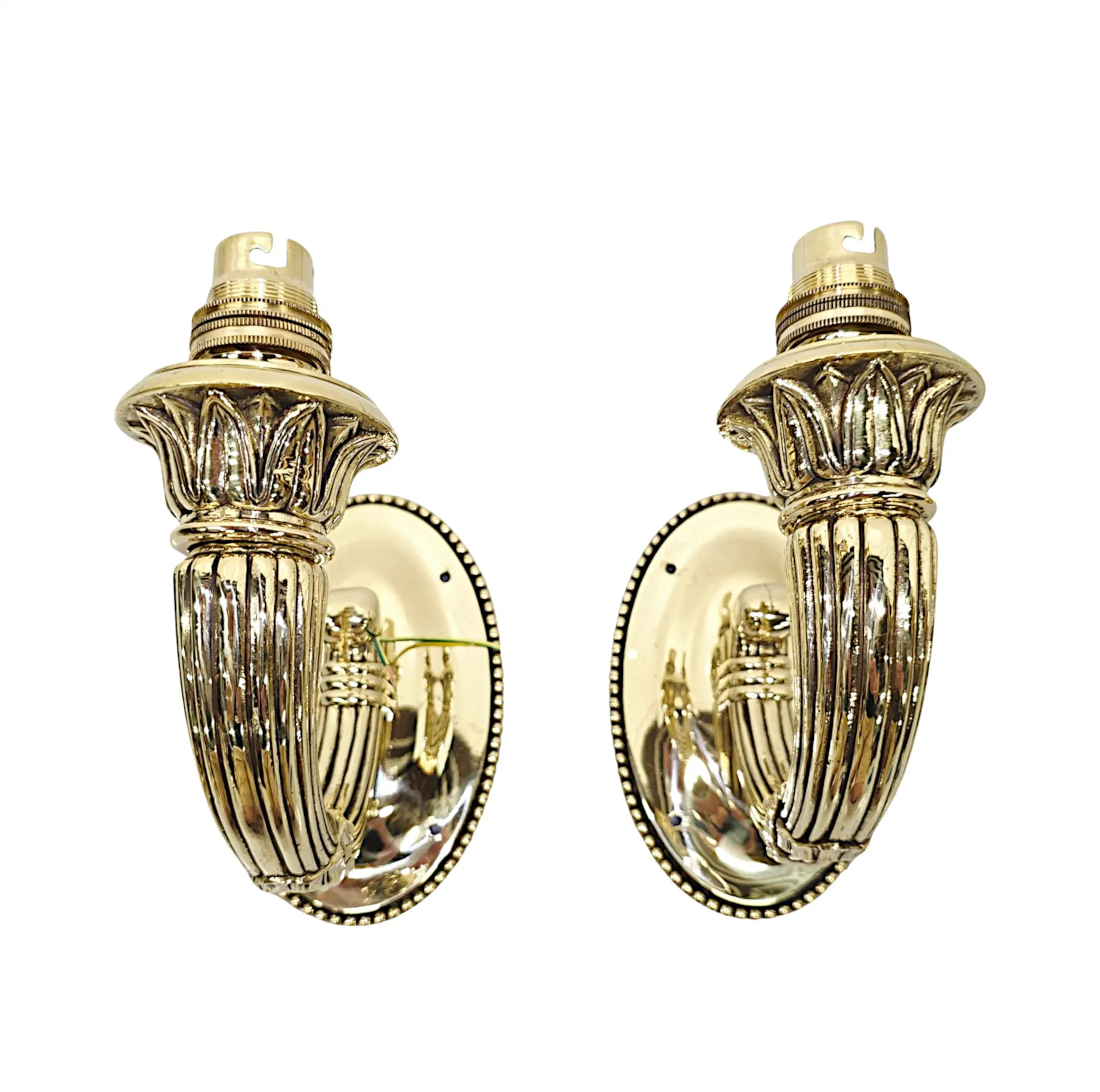 A Very Rare Pair of Early 20th Century Brass Wall Lights and a Pair of Matching Smaller Wall Lights