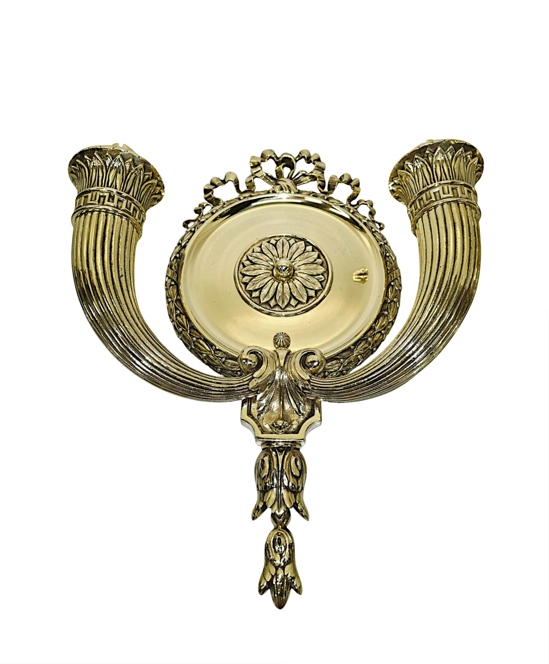 A Very Rare Pair of Early 20th Century Brass Wall Lights and a Pair of Matching Smaller Wall Lights
