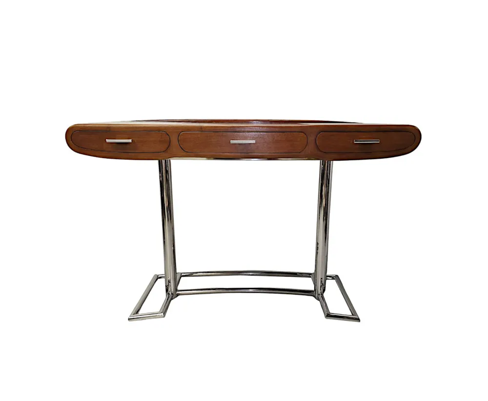 A Stunning Mid Century Design Walnut and Chrome Desk