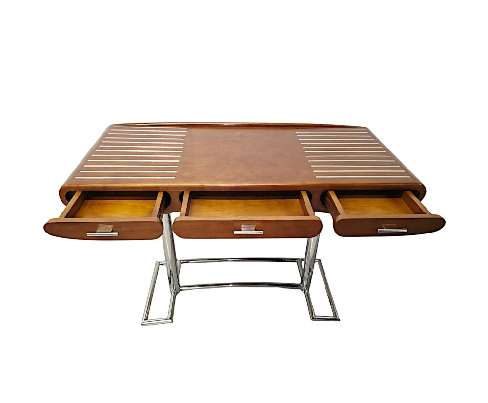 A Stunning Mid Century Design Walnut and Chrome Desk