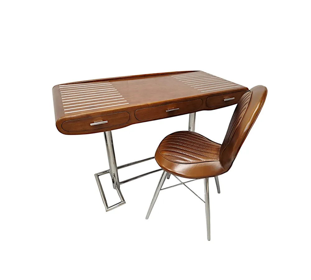 A Stunning Mid Century Design Walnut and Chrome Desk