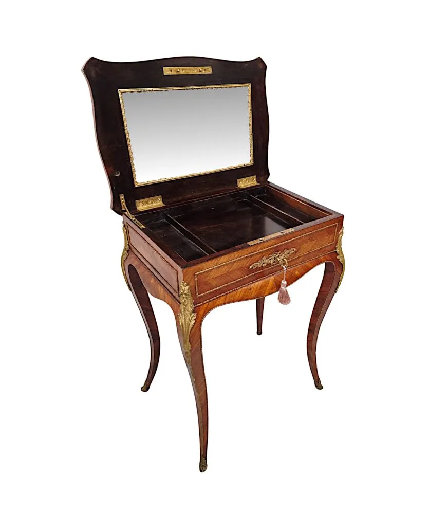 A Very Rare 19th Century Inlaid Ormolu Mounted Work or Lamp Table Stamped 'Tahan Paris'