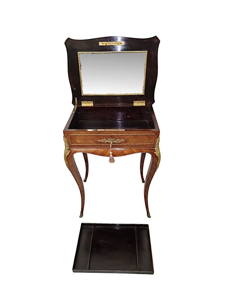 A Very Rare 19th Century Inlaid Ormolu Mounted Work or Lamp Table Stamped 'Tahan Paris'