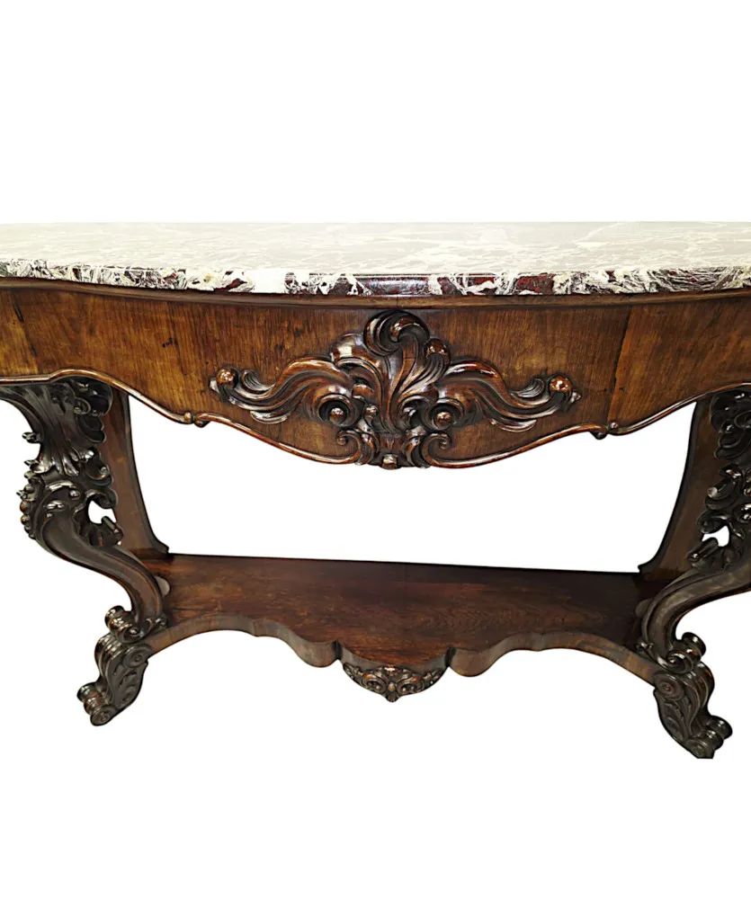 A Very Rare Large 19th Century Marble Top Console Table