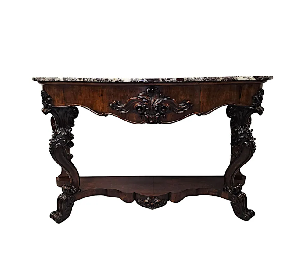 A Very Rare Large 19th Century Marble Top Console Table