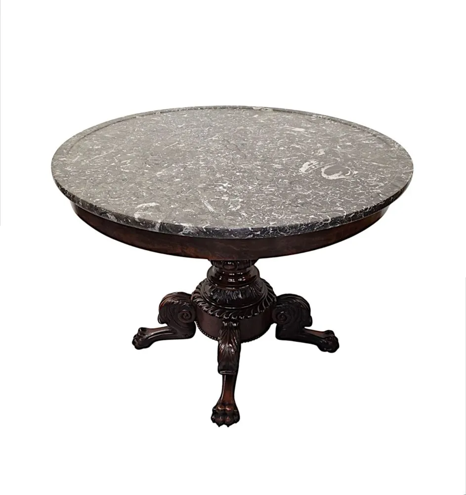 A Very Rare Large 19th Century Marble Top Centre Table With Claw Foot
