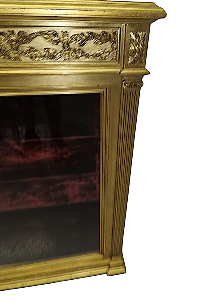 A Very Rare and Unusual 19th Century Pair of Giltwood Marble Top Pier Cabinets