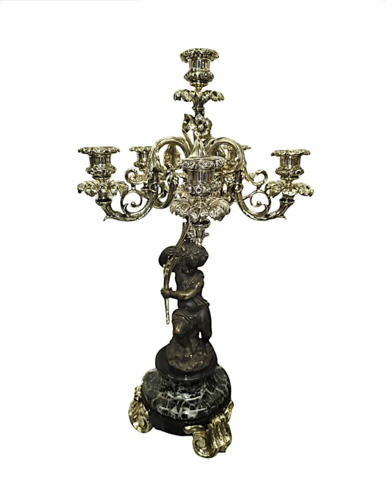 A Very Rare and Fine 19th Century French Marble and Bronze Garniture Clock Set 