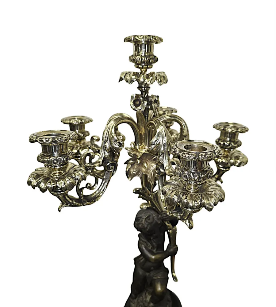 A Very Rare and Fine 19th Century French Marble and Bronze Garniture Clock Set 