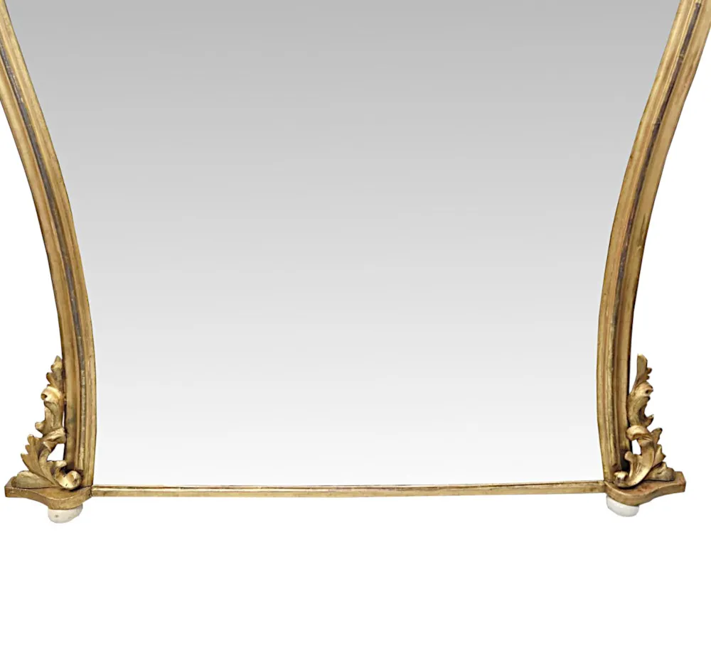 A Stunning Large 19th Century Archtop Giltwood Overmantel Mirror