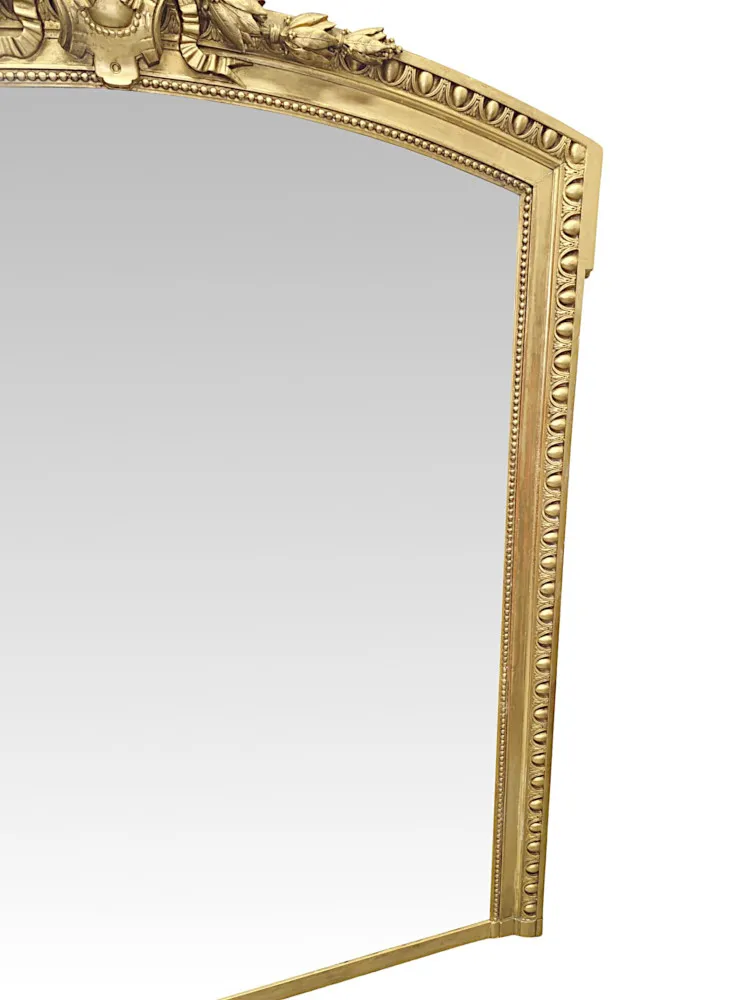 A Very Fine Large 19th Century Giltwood Overmantel or Hall Mirror With Central Cartouche