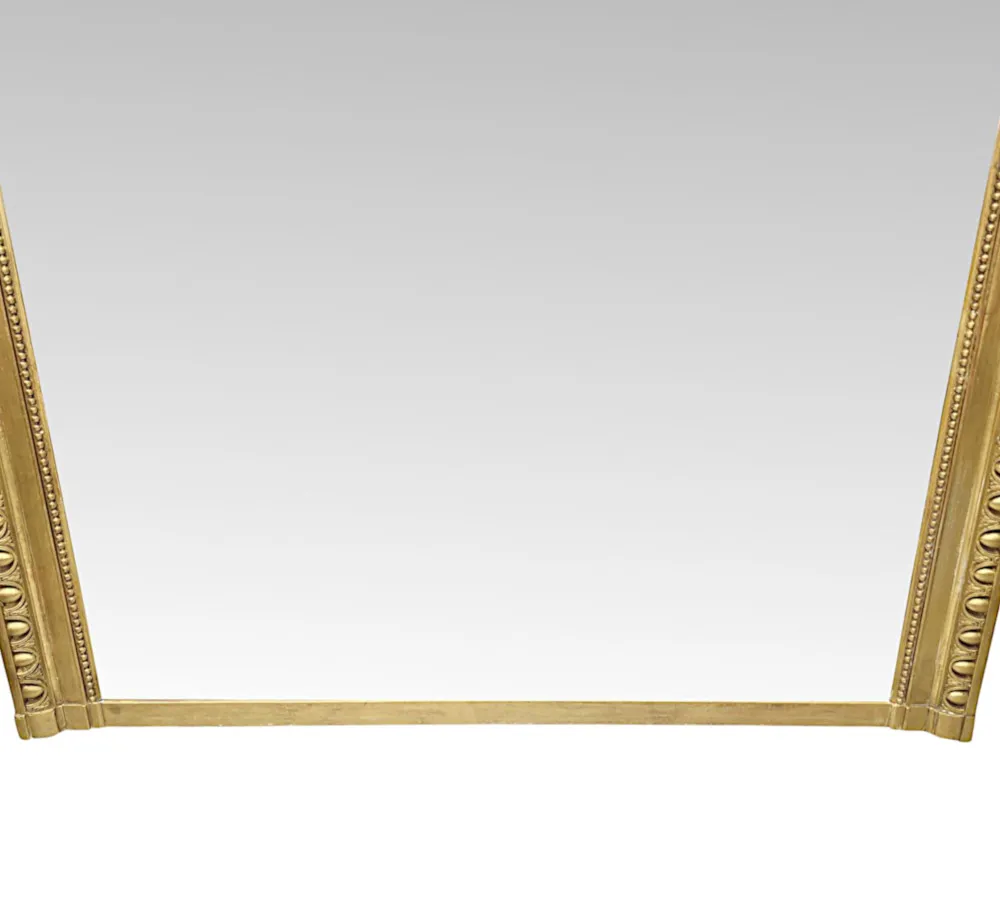 A Very Fine Large 19th Century Giltwood Overmantel or Hall Mirror With Central Cartouche