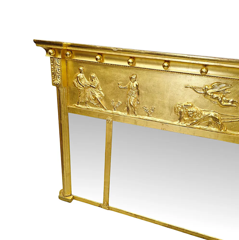 A Gorgeous 19th Century Small Giltwood Compartmental Overmantel Mirror