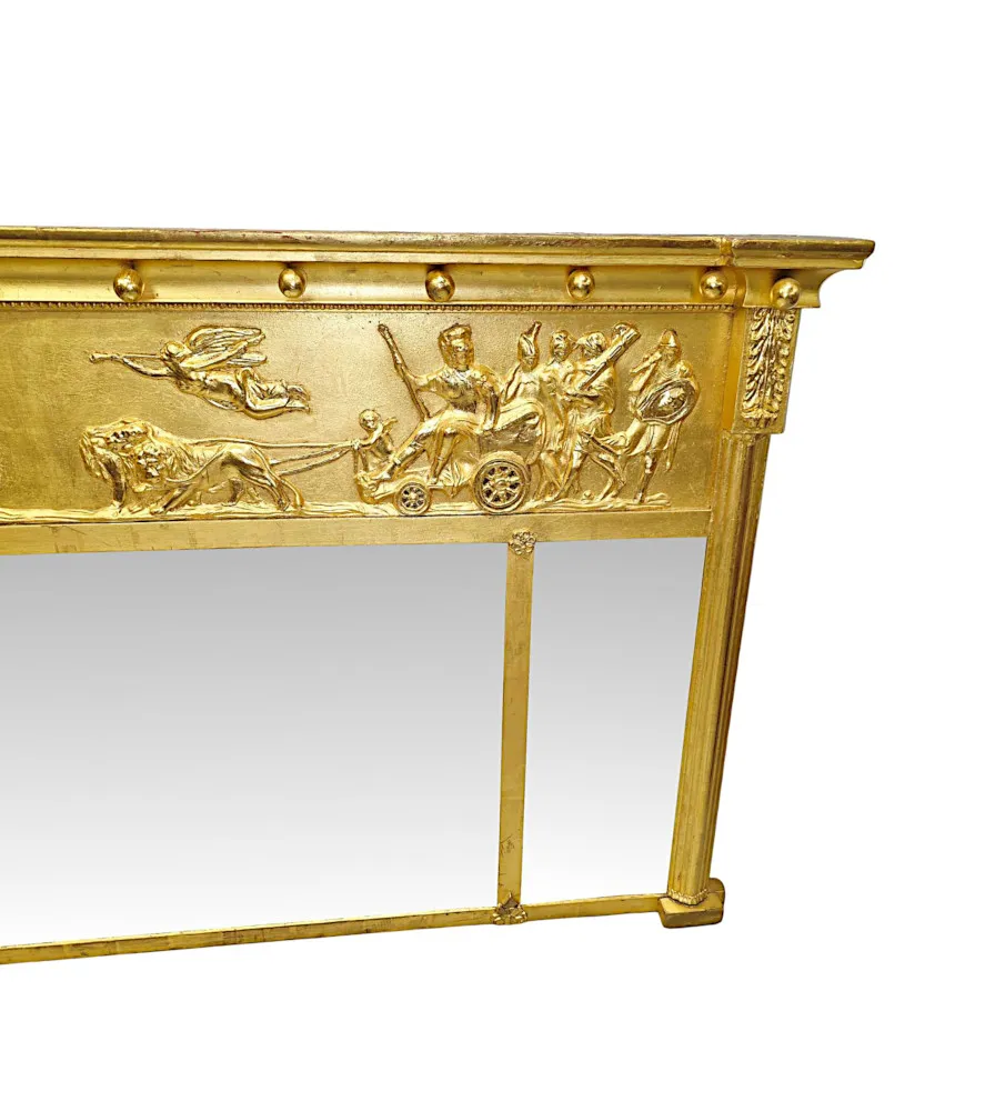 A Gorgeous 19th Century Small Giltwood Compartmental Overmantel Mirror