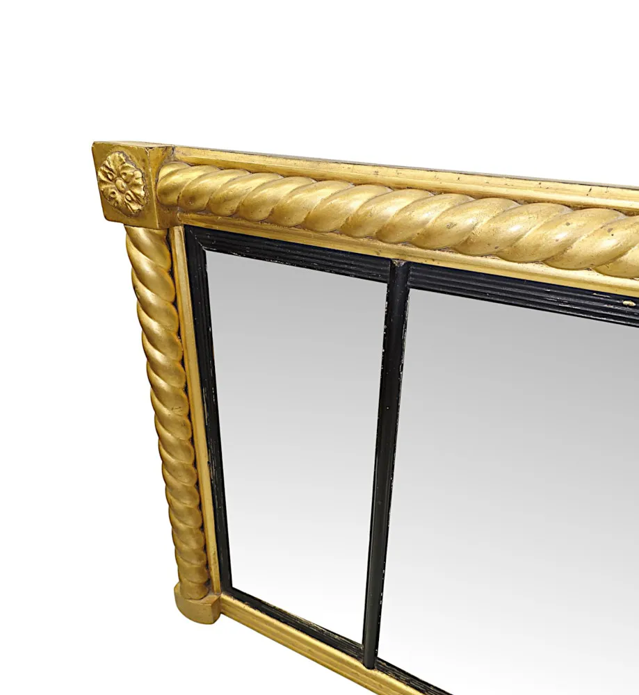 A Very Rare Early 19th Century Regency Compartmental Overmantel Mirror