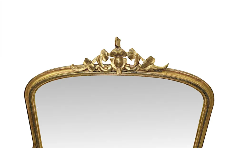A Stunning 19th Century Neat Size Giltwood Framed Archtop Overmantel Mirror