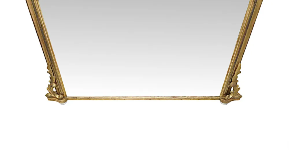 A Stunning 19th Century Neat Size Giltwood Framed Archtop Overmantel Mirror