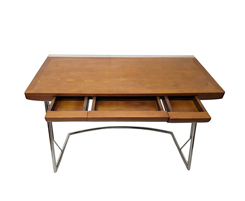 A Fabulous Art Deco Design Chrome and Walnut Desk