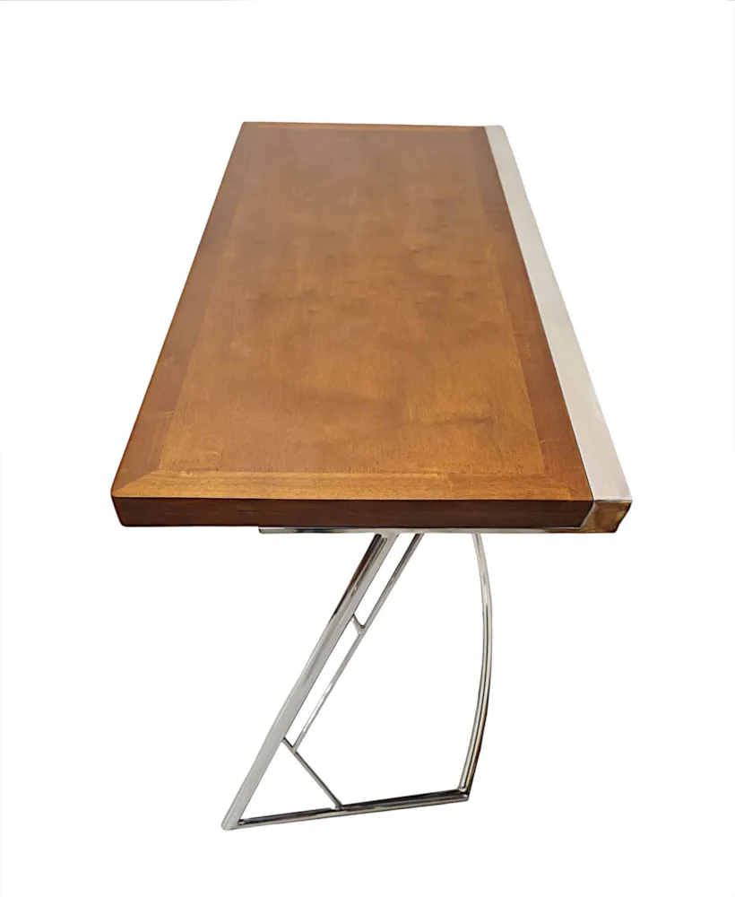 A Fabulous Art Deco Design Chrome and Walnut Desk