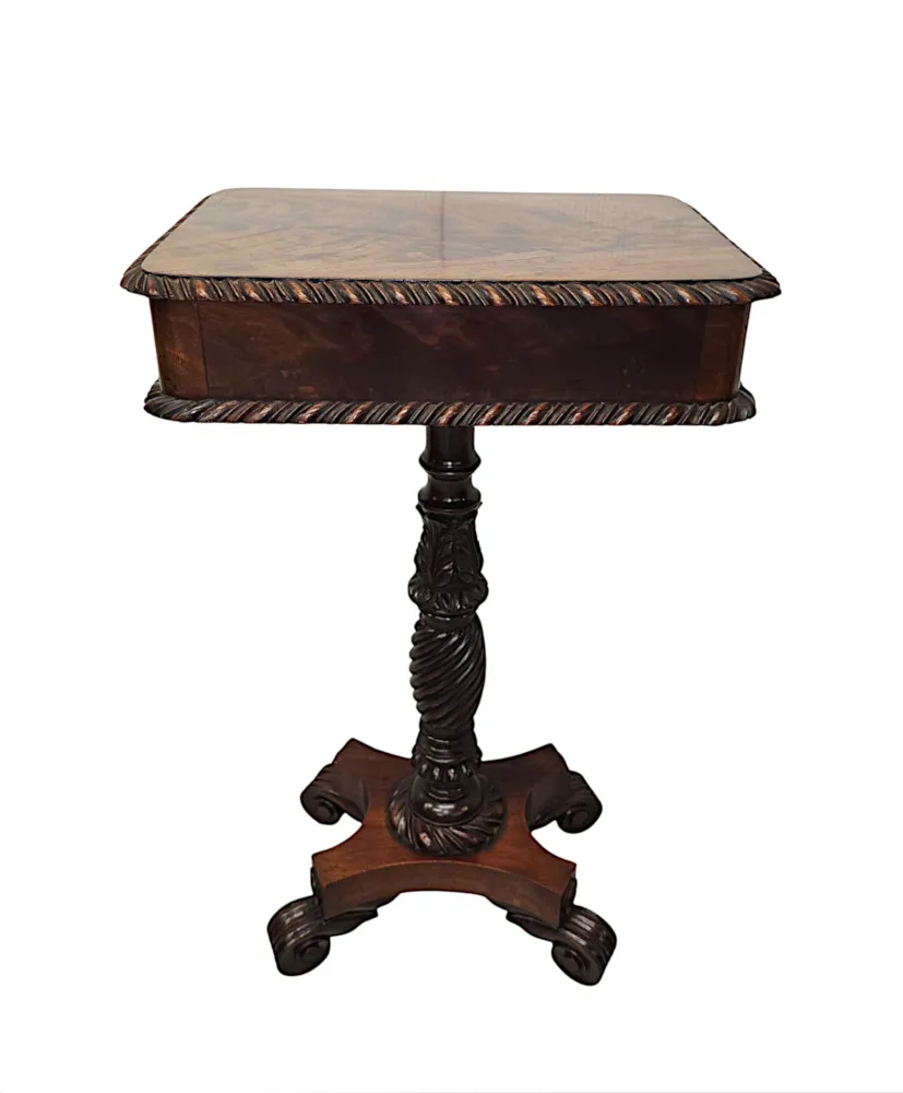 A Very Rare Early 19th Century Regency Small Lamp or Occasional Table with Carved Base