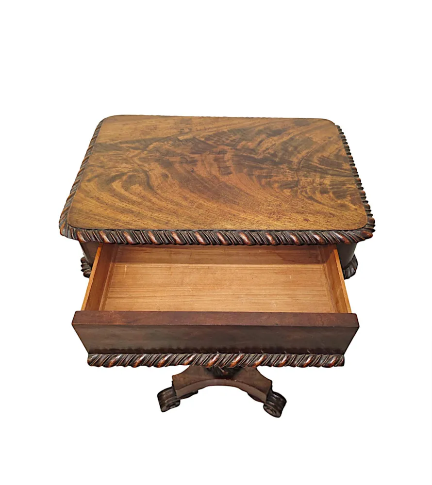 A Very Rare Early 19th Century Regency Small Lamp or Occasional Table with Carved Base