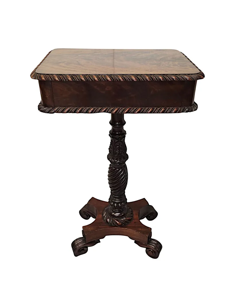 A Very Rare Early 19th Century Regency Small Lamp or Occasional Table with Carved Base