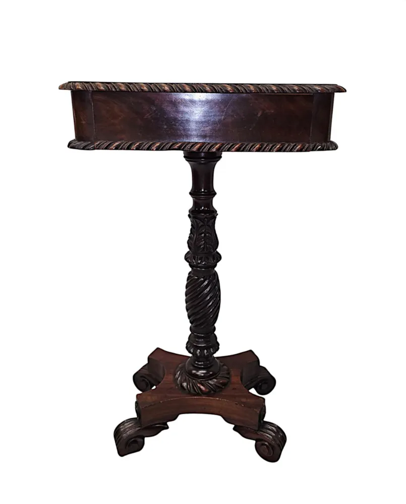 A Very Rare Early 19th Century Regency Small Lamp or Occasional Table with Carved Base