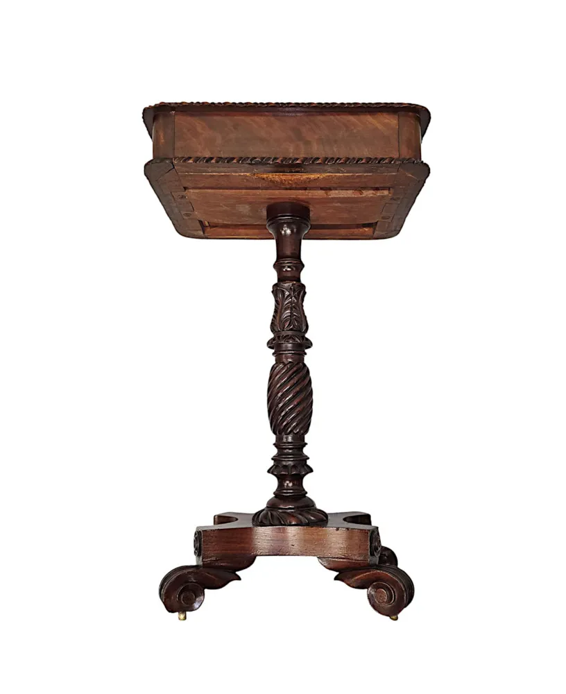 A Very Rare Early 19th Century Regency Small Lamp or Occasional Table with Carved Base