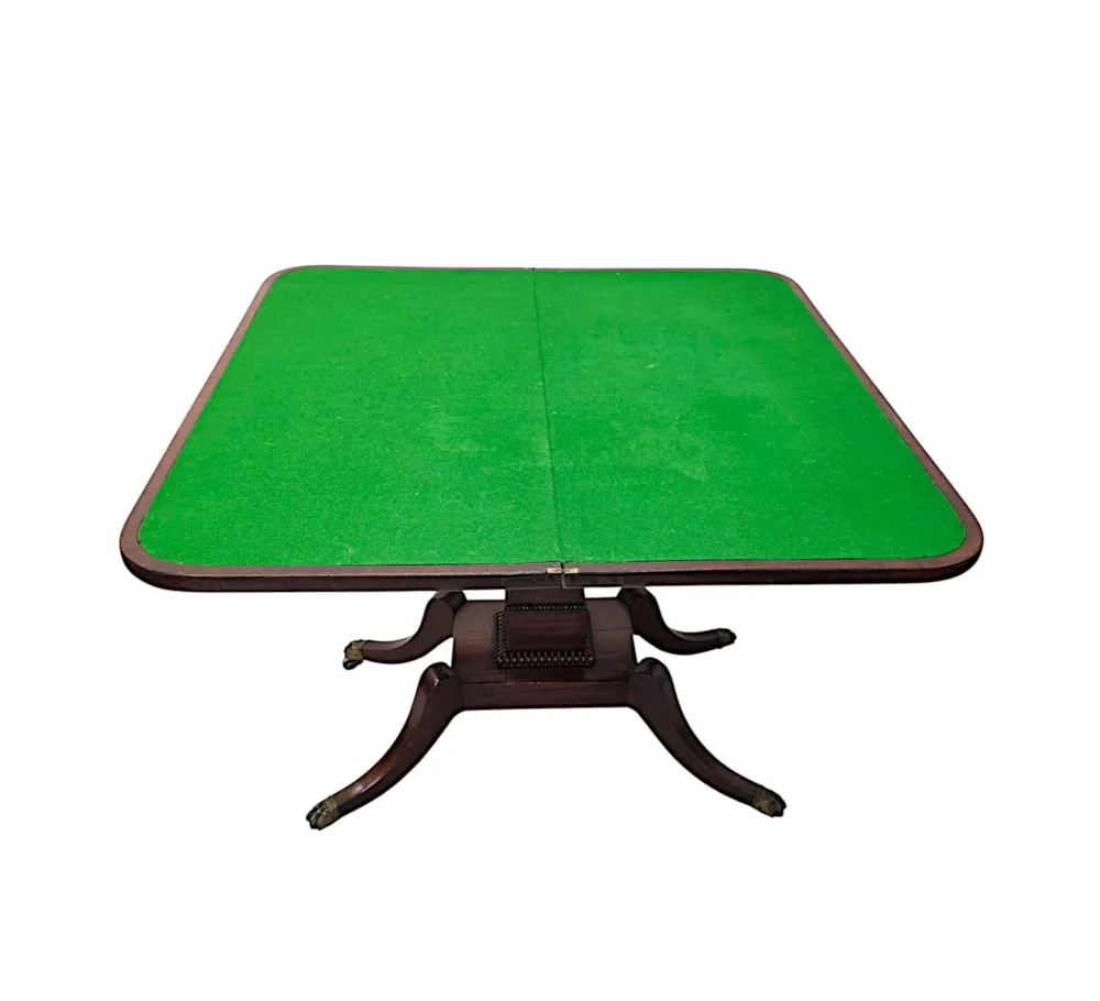 A  Stunning Early 19th Century Regency Cross Banded Turn Over Leaf Card Table
