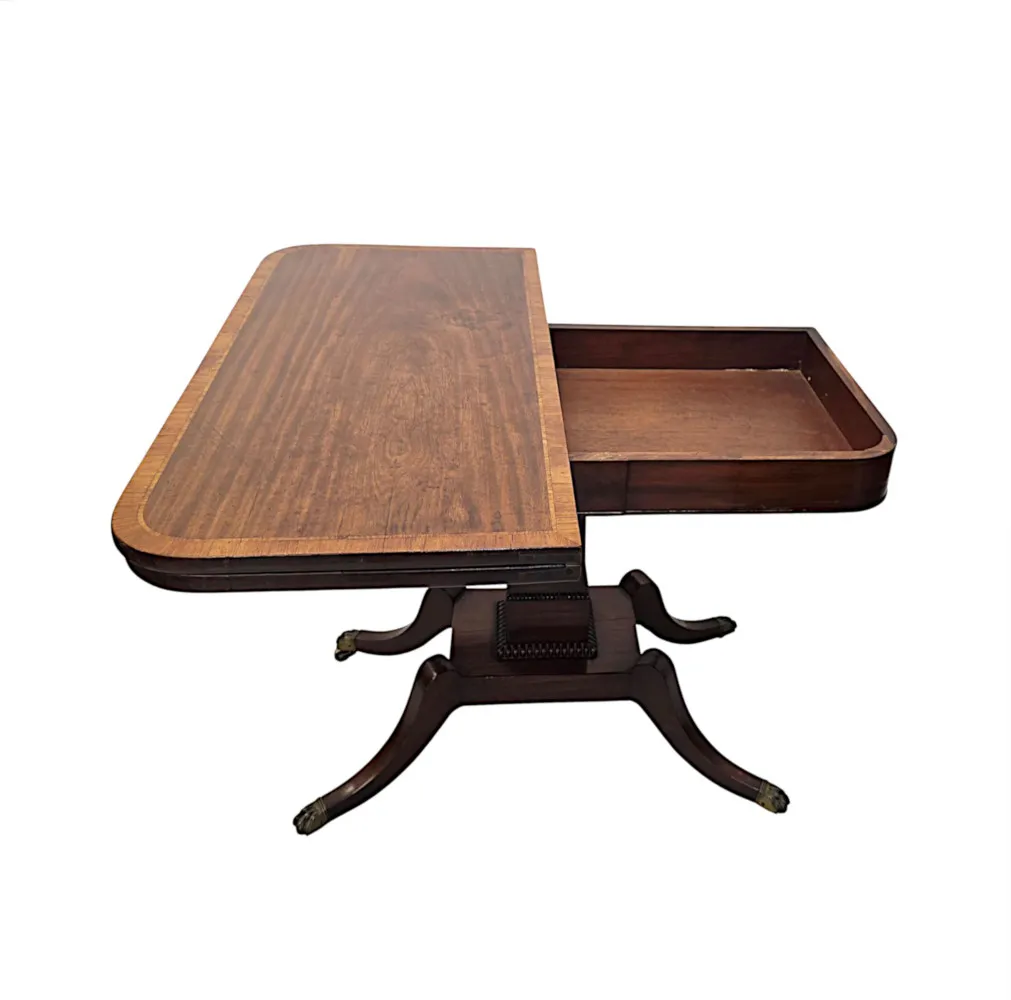 A  Stunning Early 19th Century Regency Cross Banded Turn Over Leaf Card Table