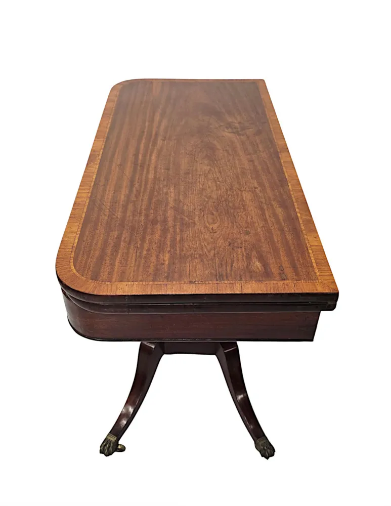 A  Stunning Early 19th Century Regency Cross Banded Turn Over Leaf Card Table