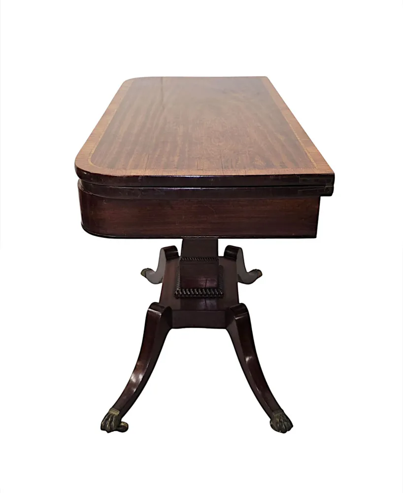A  Stunning Early 19th Century Regency Cross Banded Turn Over Leaf Card Table